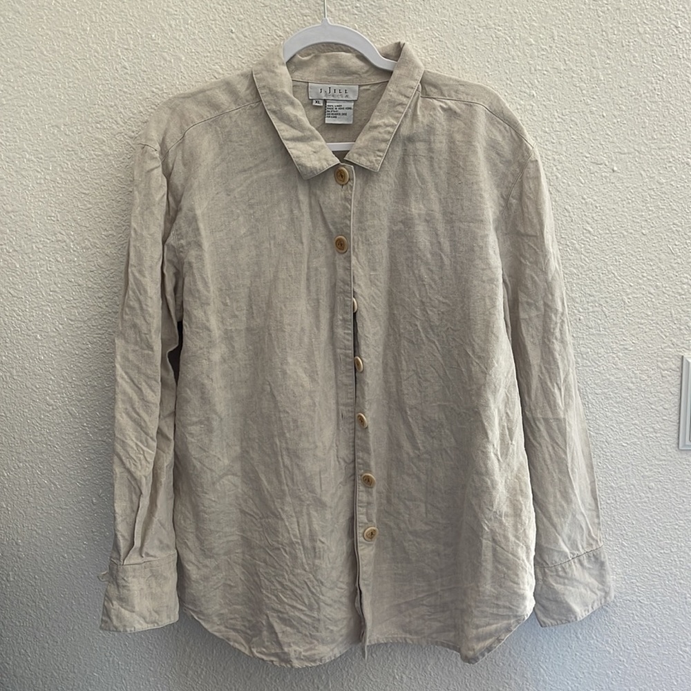 100% linen button top